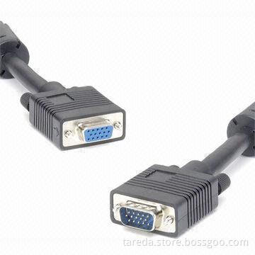 HD 15P M/F to Ferrite VGA Cable, Designed for Connecting Video Card Outputs to Monitor Directly